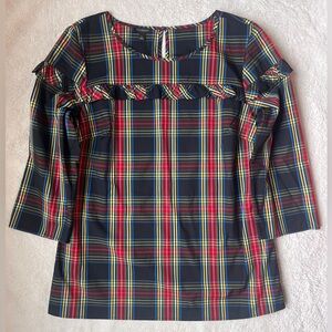 Talbots Black Plaid Blouse Women Size Large